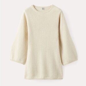 Toteme Wool Cashmere Thick Knit Sweater Large Slim Fit Ivory Quiet Luxury